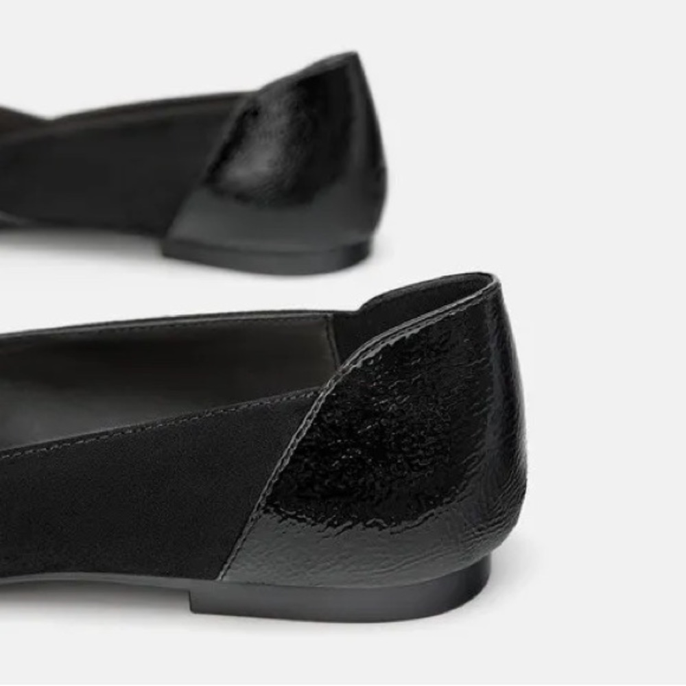 NWOT Zara Black Bow Trim Ballet Flats Size 7 - Picture 5 of 11